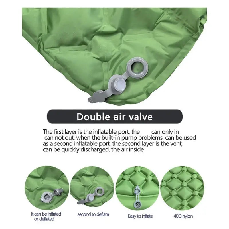 Inflatable Camping Mattress With Pillow Outdoor Sleeping Pad Ultralights.