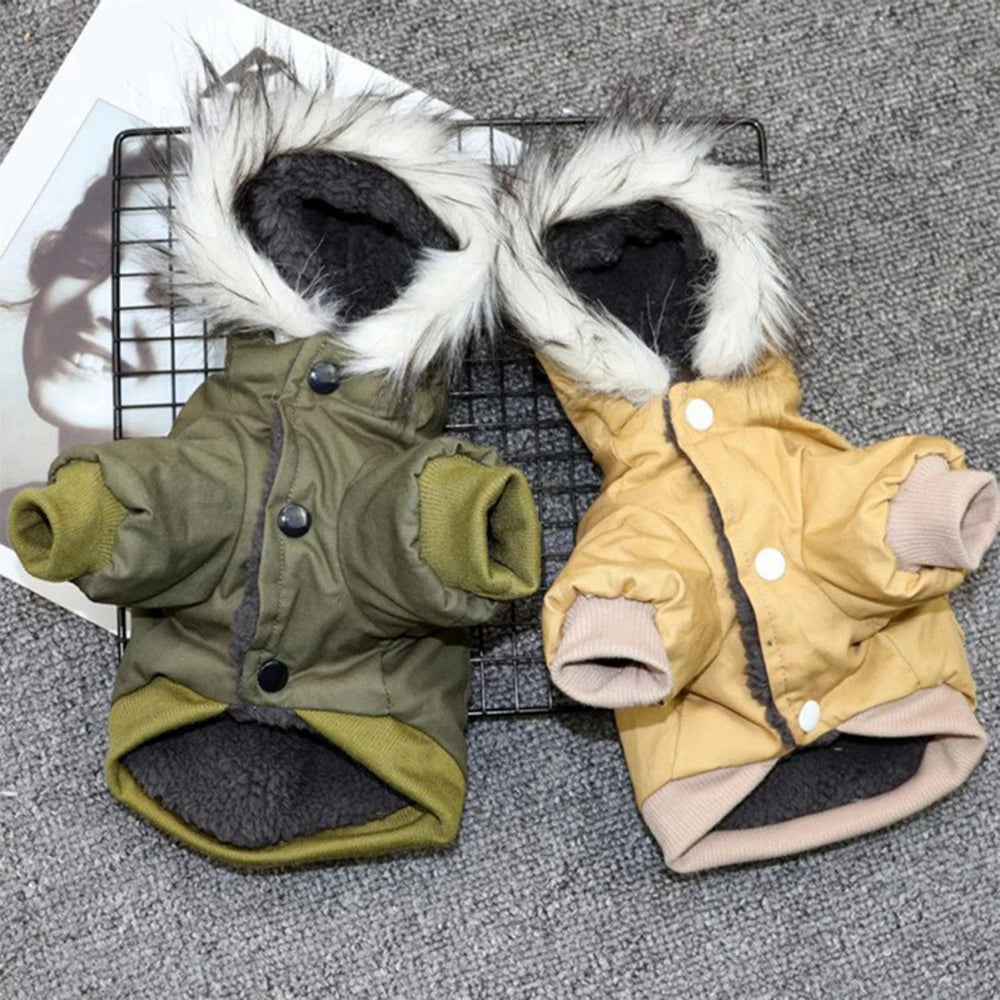 Pet Dog Jacket With Harness Winter Heavy Hiking Coat Dog Warm Hoodie Vest.