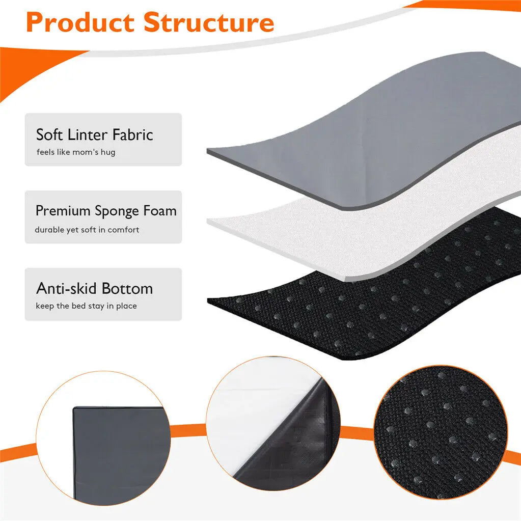 Orthopedic Dog Bed Mat – Washable Removable Cover | Anti-Slip Oxford Cloth | Sponge Foam