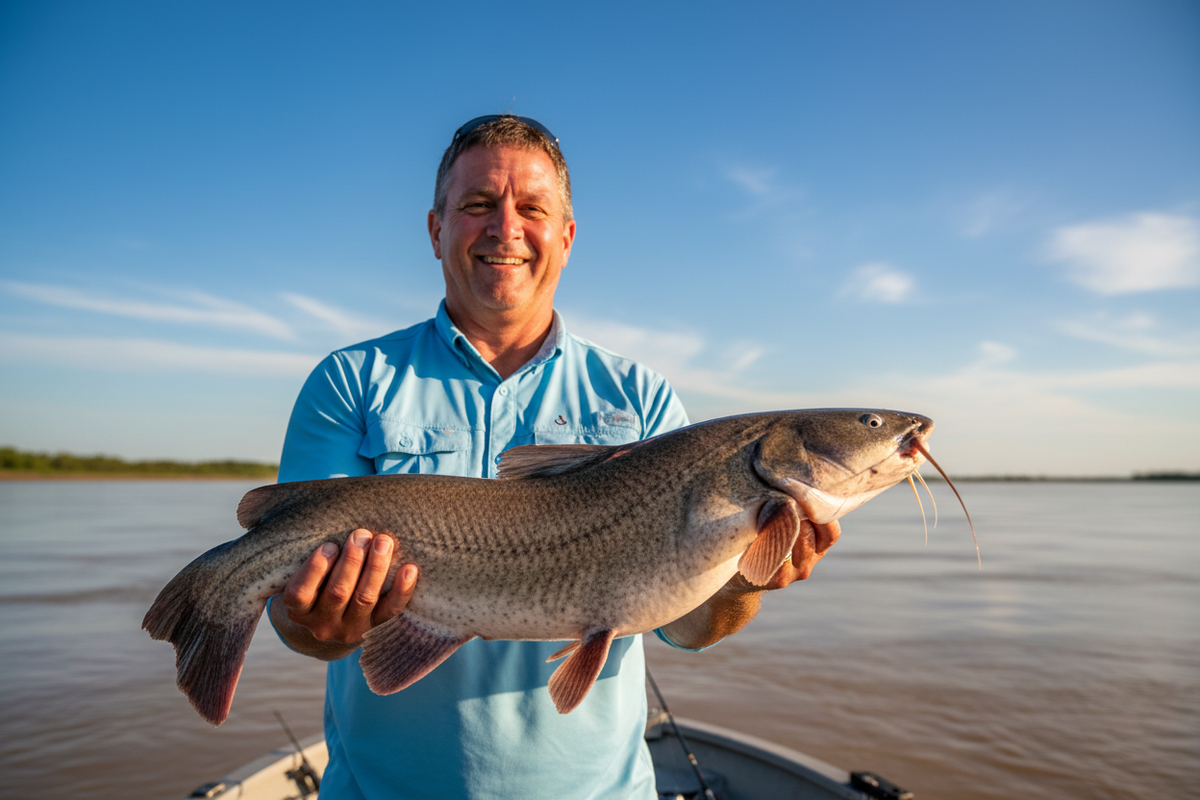 Angler with Channel Catfish