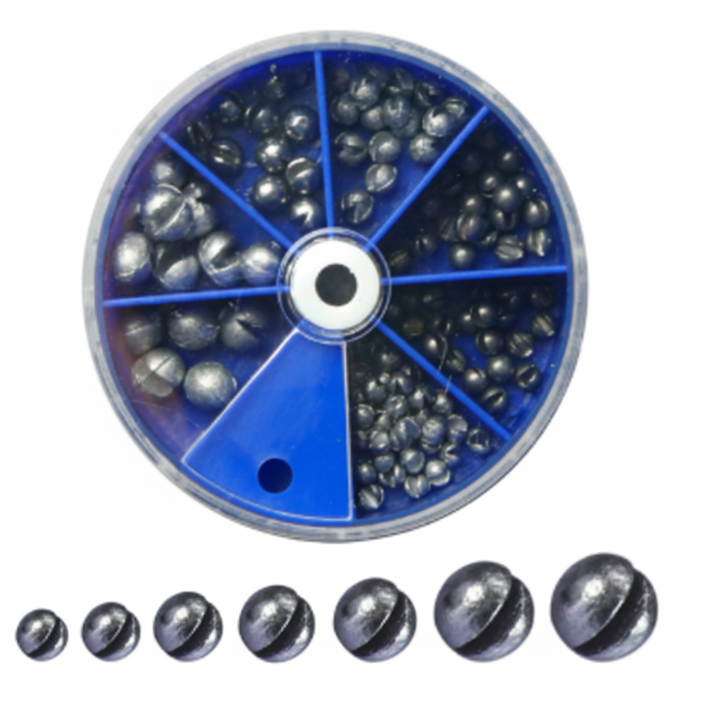 7 Sizes Fishing Sinker Set — Assorted Lead Weights for Bass, Catfish & Bottom Fishing