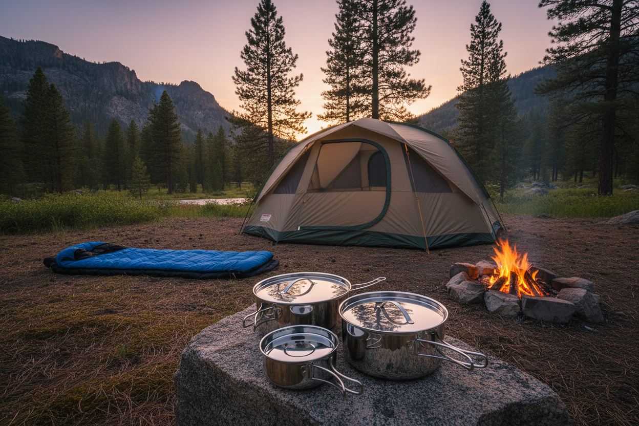 Weekend Camp Kit – Coleman 8-Person Tent, Sleeping Bag & Cookware Set