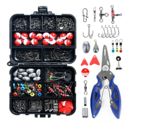 263pc Fishing Accessories Kit — Hooks, Sinkers, Bobbers, Swivels & Pliers Included